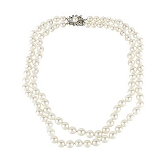 Pearl, Diamond and 14K Necklace