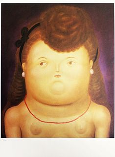 Fernando Botero (after) - Girl with a Bow