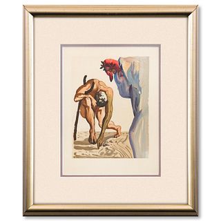 Salvador Dali- Original Color Woodcut on B.F.K. Rives Paper "Purgatory 7"