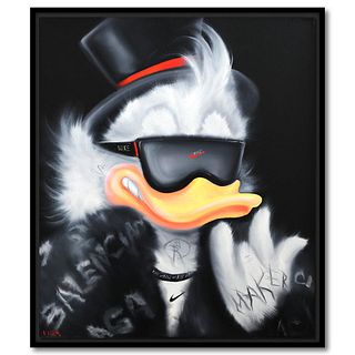 Viqa- Original Oil on Canvas with Collage "Stylish Scrooge Mcduck"
