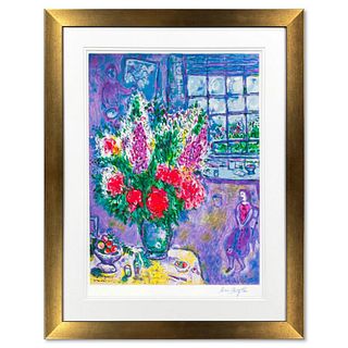 Marc Chagall (1887-1985), "Autoportrait Avec Bouquet" Framed Limited Edition Serigraph with Certificate of Authenticity.