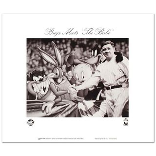 Bugs Meets The Babe is a Collectible Lithograph from Warner Bros., Bearing the Official Seal of Authentication from Warner Bros., with Certificate of 