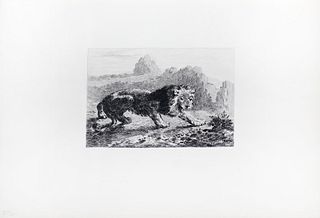 Eugene Delacroix (after) - Lion Attaque