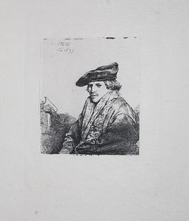 Rembrandt van Rijn (after) - Young man in a velvet cap