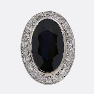 Art Deco Sapphire and Diamond Cocktail Ring