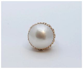Vintage 14K Yellow Gold 19MM Mabe Pearl Ring