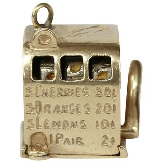 Vintage 14K Yellow Gold Movable Slot Machine Charm Pendant