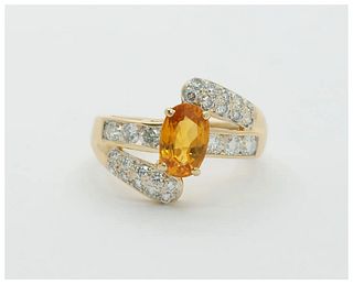 Yellow Sapphire Diamonds 18K Yellow Gold Bypass Ring