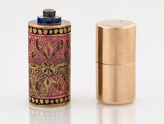A PAIR OF TOM POUCE LIGHTERS ONE IN ENAMEL AND OTHER IN GOLD, CARTIER, LONDON AND COLONIAL INDIA, 1930S