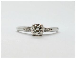 Art Deco Diamond 14K White Gold Engagement Ring