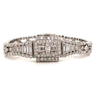 PÃˆRI Art Deco Platinum Diamond Watch