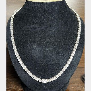 14K White Gold 33.00 Ct. Diamond Tennis Necklace
