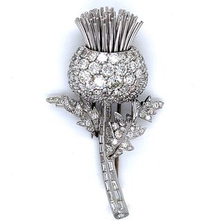 Art Deco 17.50 Ct. Diamond Flower Brooch