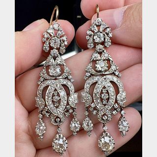 Platinum & 18K 8.63 Ct. Diamond Earrings