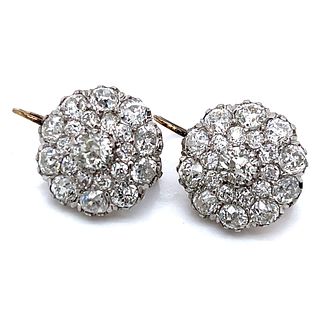 Platinum & 18K 11.12 Ct. Diamond Earrings
