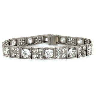 Art Deco Platinum 9.20 Ct. Diamond Bracelet