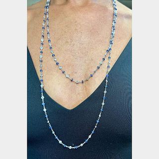 Platinum Sapphire and Diamond by the Yard Necklace