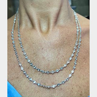 18K White Gold 15.00 Ct. Diamond by the Yard Necklace