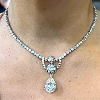 Art Deco Platinum GIA Certified Diamond Necklace