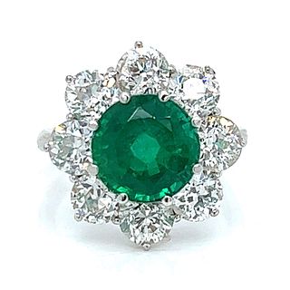 Platinum 3.13 Ct. Emerald & Diamond Ring