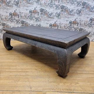 Artisanal Elm Coffee Table with Linen Wrap - Handcrafted Excellence from Shanxi Province
