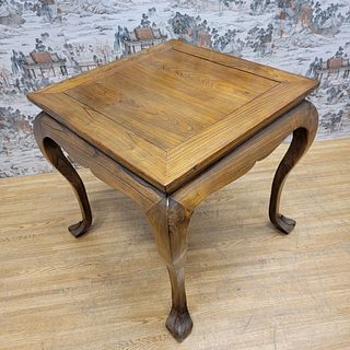 Vintage Chinese Natural Elm Tall Tea / Side Table with Decorative Feet