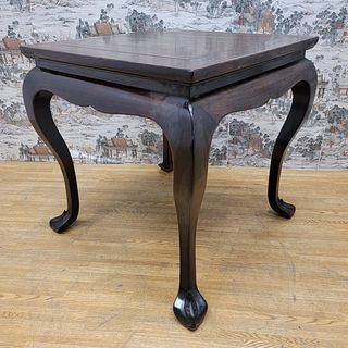 Vintage Chinese Elm Tall Tea / Side Table with Decorative Feet
