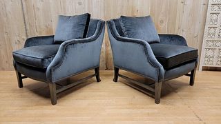 Modern Club Chairs by Thomas Oâ€™Brien for Century Furniture in Gun Metal Grey Velvet - Pair