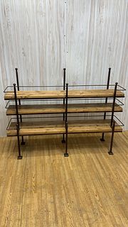 Antique French Hand-Forged Wrought-Iron and Wood Bakery Rack Shelving Unit