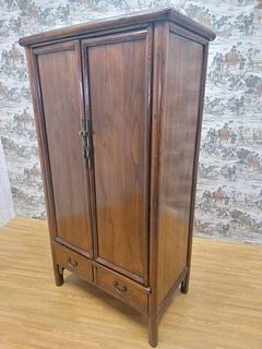 Antique Shanxi Province Tall 2 Drawer Elmwood Cabinet