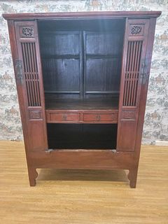 Antique Shanxi Province Red Elm Lacquered Cabinet