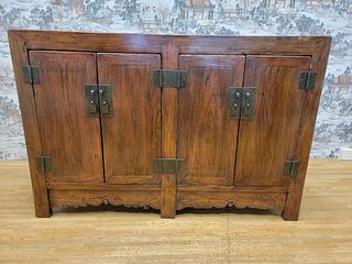 Antique Shanxi Province Elmwood with Natural Patina and Lacquer Chest