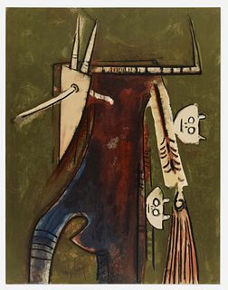 Wifredo Lam - Lithograph II from Bonjour Max Ernst