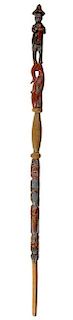 318. Ethnic Folk-Art Cane – Ca. 1920 -  A carved and painted folk-art cane which is probably North West Coast, a painted fi