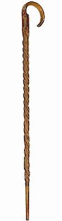 326. Native American Folk-Art Cane – Ca. 1925 – A one-piece carved ball and cage cane with a full bonnet chief painted ab