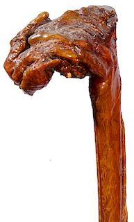 333. Bull Penis Folk-Art Cane – Ca. 1920 – A nice example of this genre of natural canes with a thick orange shellac and