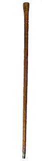 338. Folk-Art Country Cane – Dated 1898 – A fully carved and well worn country cane with horses/people/other animals/tool