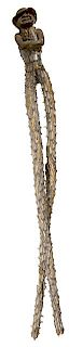 337. Cowboy Cactus Folk-Art Cane – Ca. Mid-20th Century – Carved cowboy and hat with crossed arms and a handmade metal be