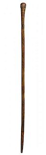 343. 12th Air Force Folk-Art Cane – Dated 1943 – A carved military souvenir from Algers, small metal collar, various writ
