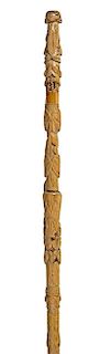 348. Ethnic Folk-Art Cane – Ca. 1920 – Maybe a North West Coast carving but you be the judge, the hardwood shaft has a to