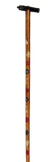 356. Cannon Folk-Art Cane – Ca. 1930 – A hardwood cane with a painted 4 ¾” cannon barrel for the handle, the shaft has