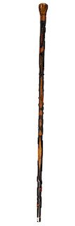 358. Charles Teal Folk-Art Cane – Ca. 1870 – A signed example of this well-known bath New York carver, it has a carved an
