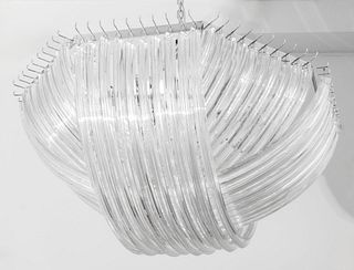 Venini Triedri Glass Basket Weave Chandelier