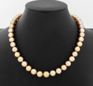Mikimoto 1893 18K Golden Pearl Diamond Necklace