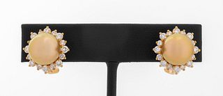 Mikimoto 18K Golden Pearl Diamond Earrings