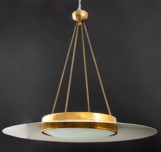 Italian Modern Large Brass & Aluminum Pendant Lamp