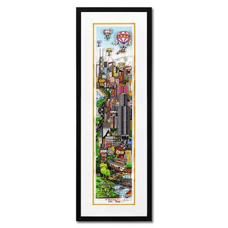 Charles Fazzino, "A Deep Dish Pie in Chi Town (Yellow)" Framed 3D Limited Edition Silk Screen, Numbered and Hand Signed with Certificate of Authentici