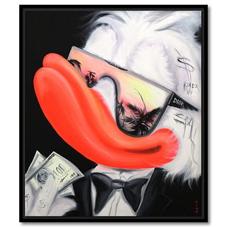 Viqa- Original Oil on Canvas with Collage "Scrooge McDuck Makes Money"