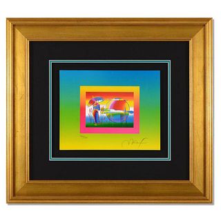 Peter Max, "Rainbow Umbrella Man on Blends" Framed Limited Edition Lithograph, Numbered 466/500 and Hand Signed with Certificate of Authenticity.