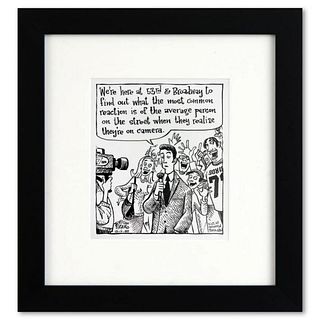 Bizarro, "On Camera Reaction" is a Framed Original Pen & Ink Drawing by Dan Piraro, Hand Signed with Letter of Authenticity.